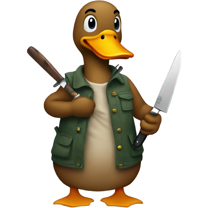 Duck holding a knife emoji