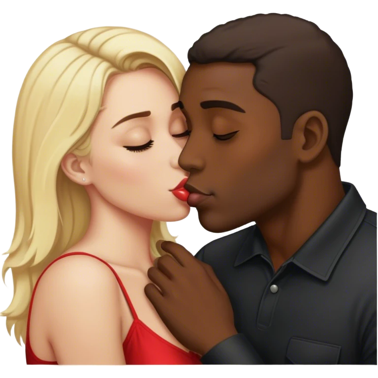 dark man kissing blonde woman emoji