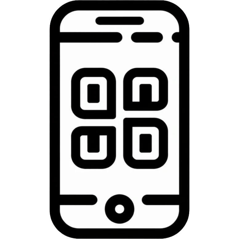 smartphone scanning QR code emoji