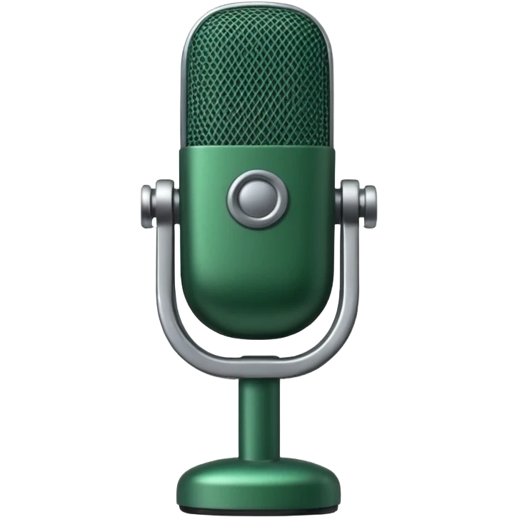 dark green radio microphone, front view, no text, Apple emoji style emoji