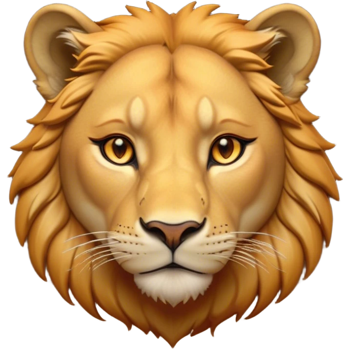 Cinematic Noble Lioness Portrait Emoji, Poised and regal, with a graceful, athletic build and a sleek, tawny Fur, piercing soulful amber eyes, Simplified yet sharp and sophisticated features, highly detailed, glowing with a warm, dignified glow, high shine, intelligent and fierce, stylized with an air of wild elegance, focused and attentive, soft glowing outline, capturing the essence of a watchful and confident lioness, so majestic it feels as though it could silently prowl out of the screen with effortless authority! emoji