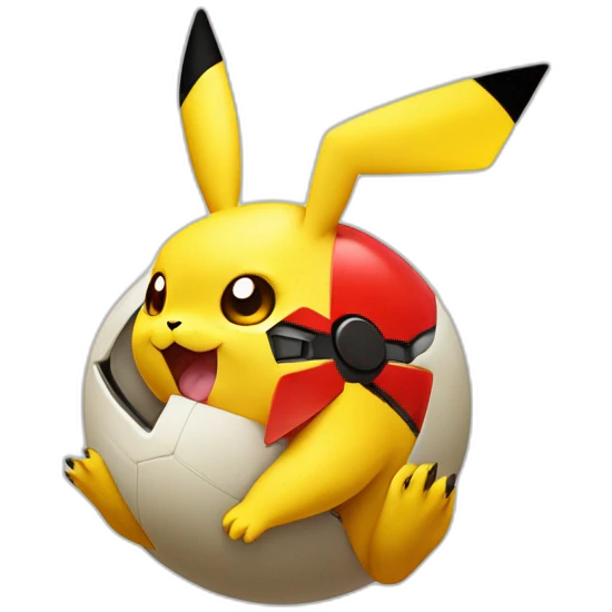 pikachu peeking out of poke ball emoji