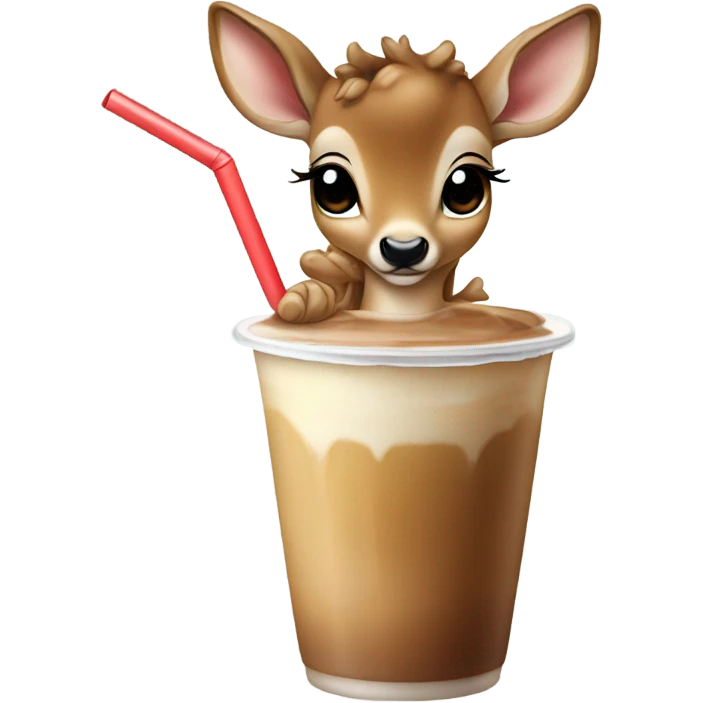 Baby deer drinking iced coffee emoji