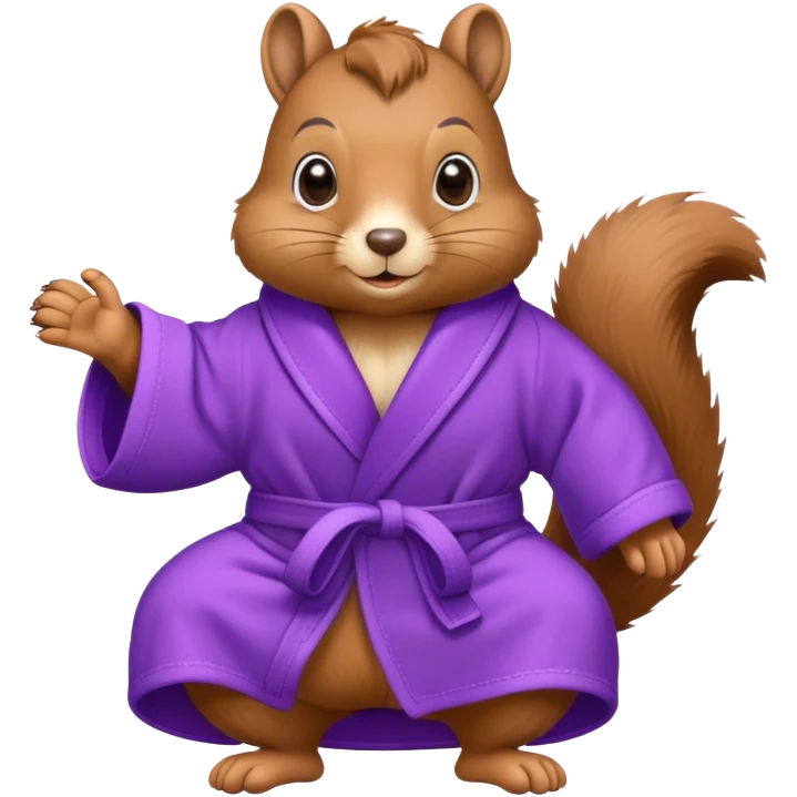 squirrel wearing purple bathrobe and slippers emoji