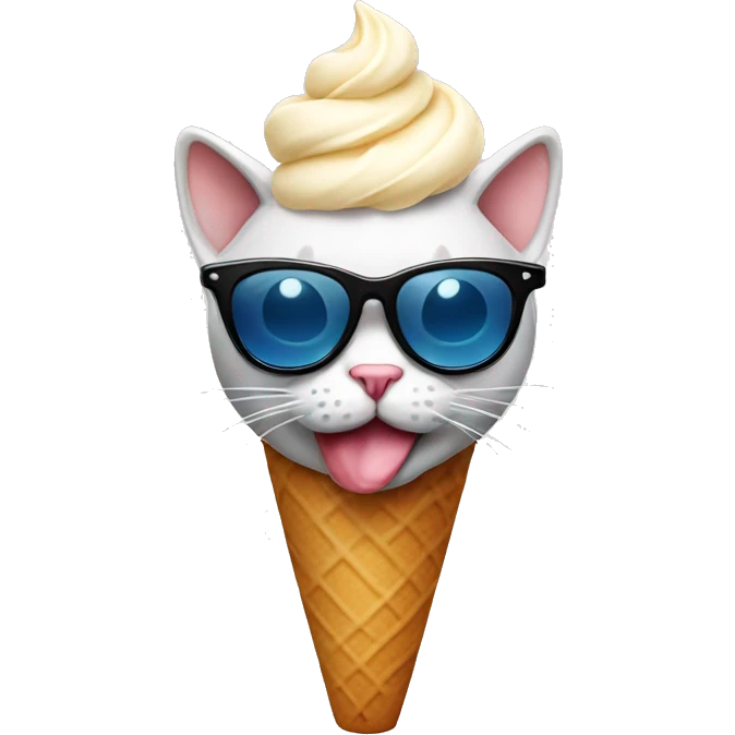 Cat with sunglasses eating icecream  emoji
