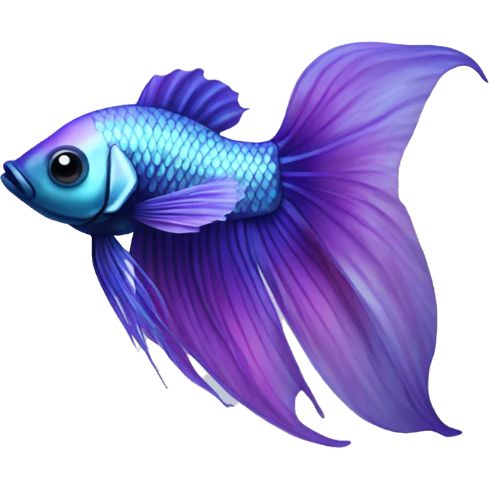 iridescent long fin betta fish blue and purple facing left  emoji