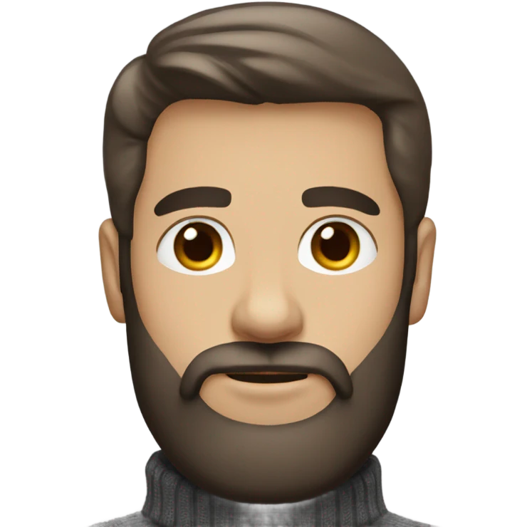 Straight hair Dark brown beard dark brown hair white boy in turtleneck sweater emoji