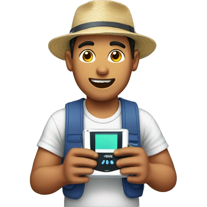 A guy from El Salvador using his gameboy  emoji