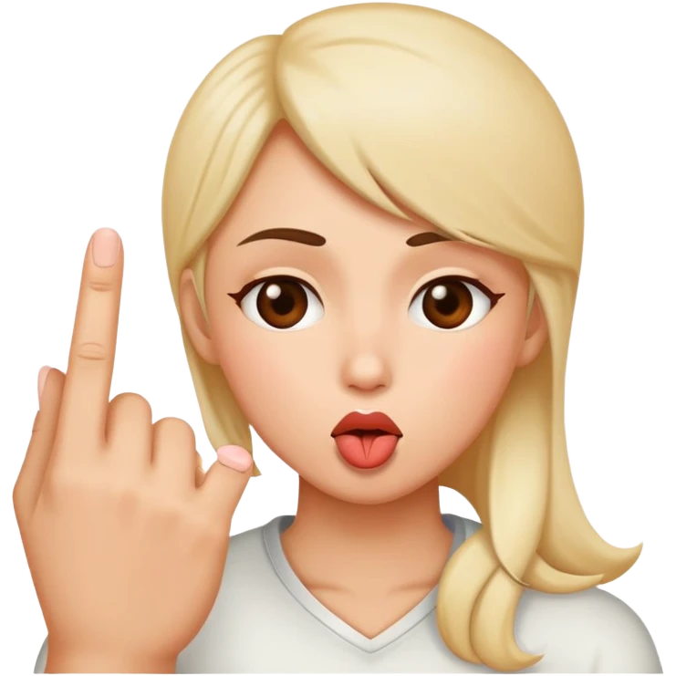 Kiss emoji and middle finger emoji