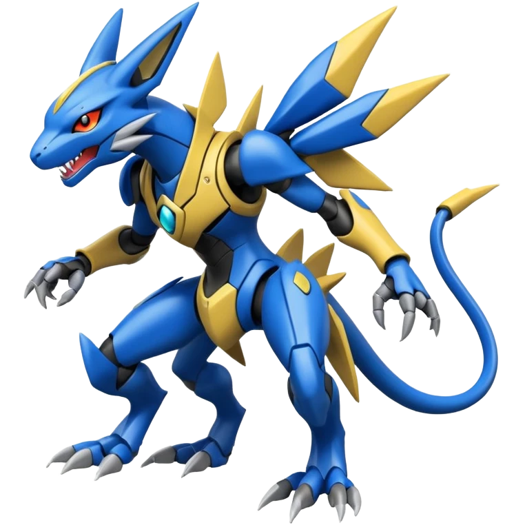 Modern Futuristic Cyber-Greymon-Greninja-Zeraora-Pokémon-Digimon-Fakémon-fusion-hybrid-creature emoji