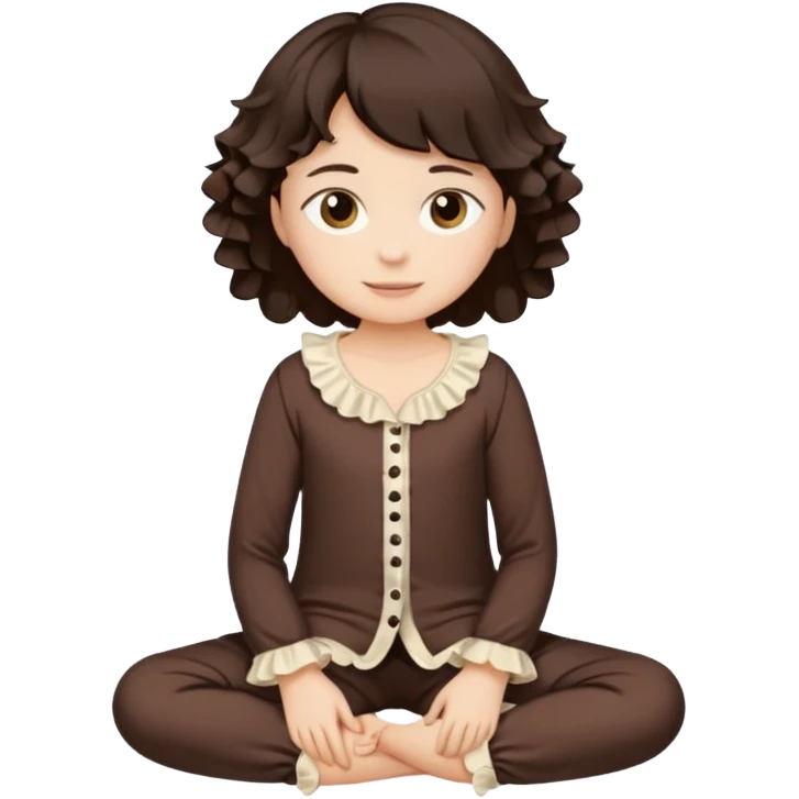  Dark brown pajamas with light cream ruffles  emoji