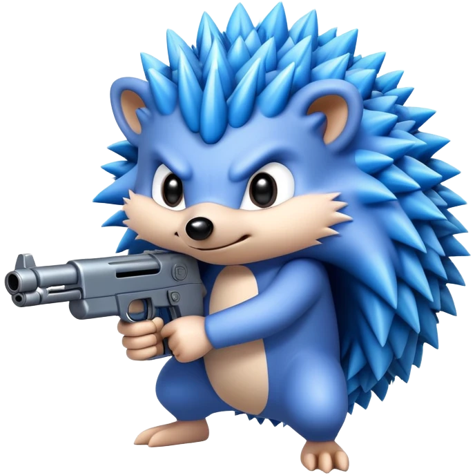 A blue hedgehog with a gun emoji