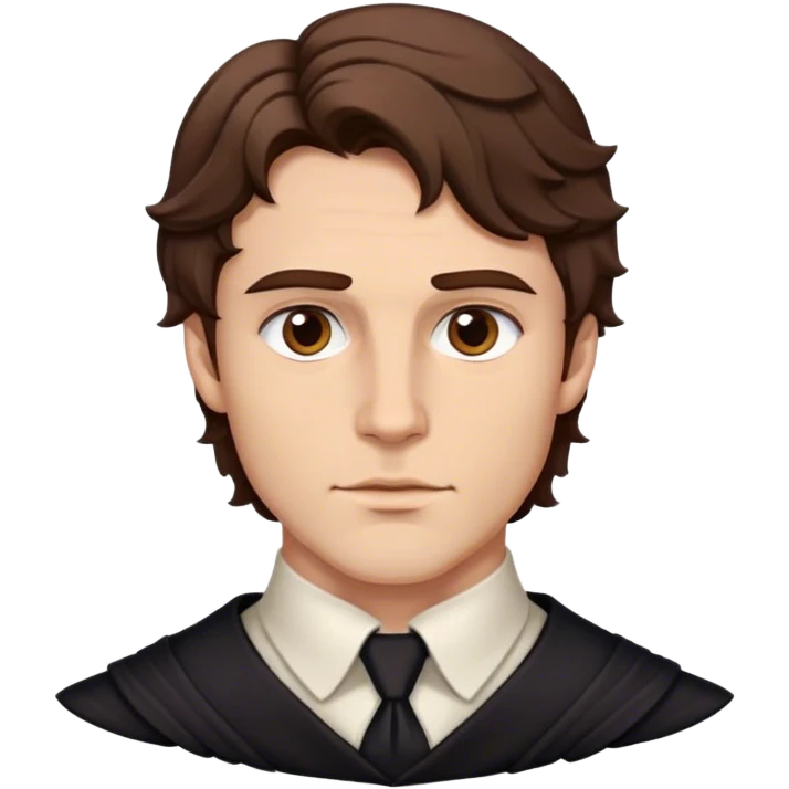 lord with short wavy brown hair, deep brown eyes, strong jawline emoji