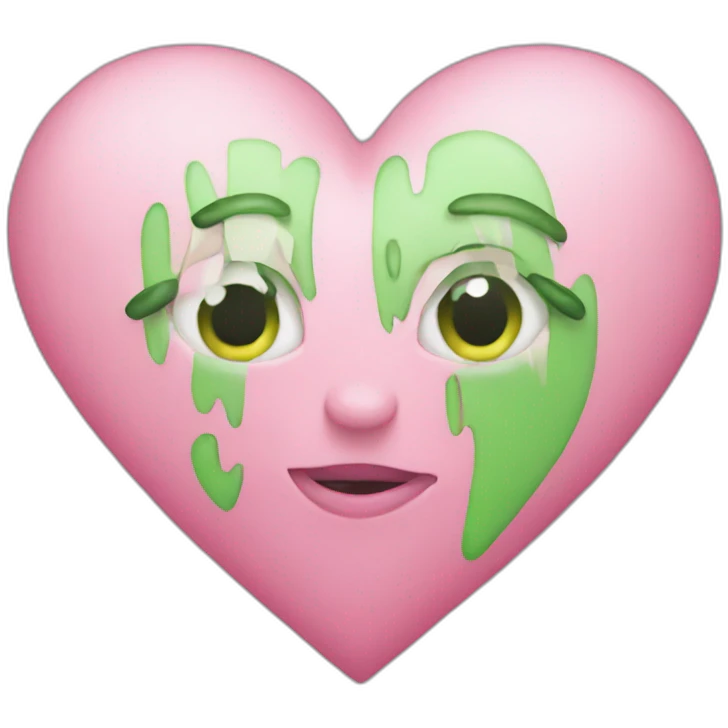 pink and green heart emoji