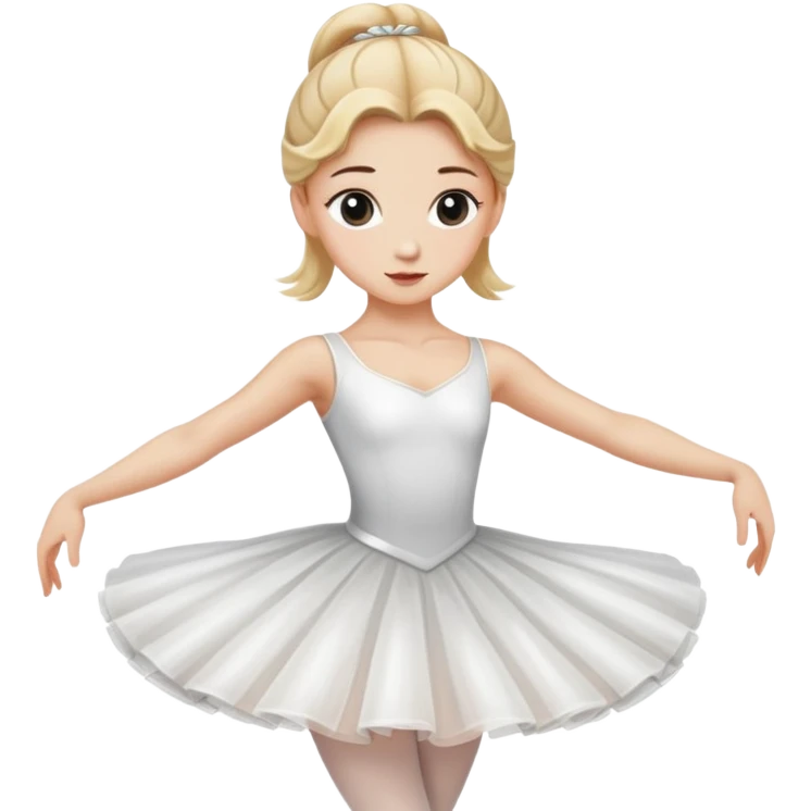 female ballet dancer, blond hair, white dress, classic ballet pose emoji