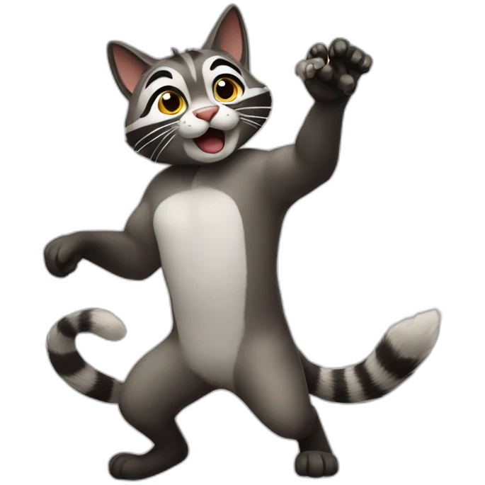 Cat throwing racoon emoji