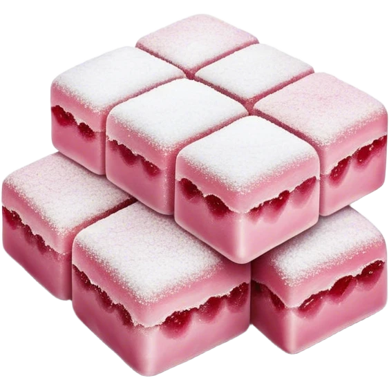 Cinematic Realistic Turkish Delight Dessert Emoji, featuring delicate, chewy confections dusted with powdered sugar rendered with vibrant textures and soft, inviting lighting. emoji