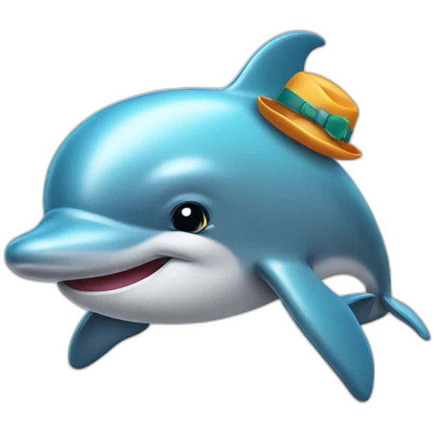 dolphin with hat emoji
