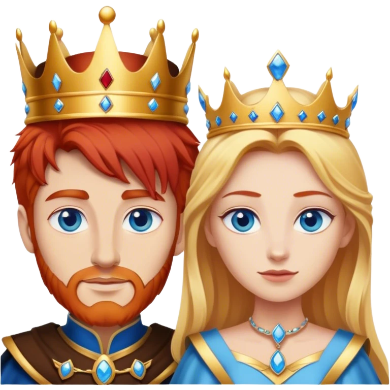 Red hair king, blonde queen, blue eyes emoji