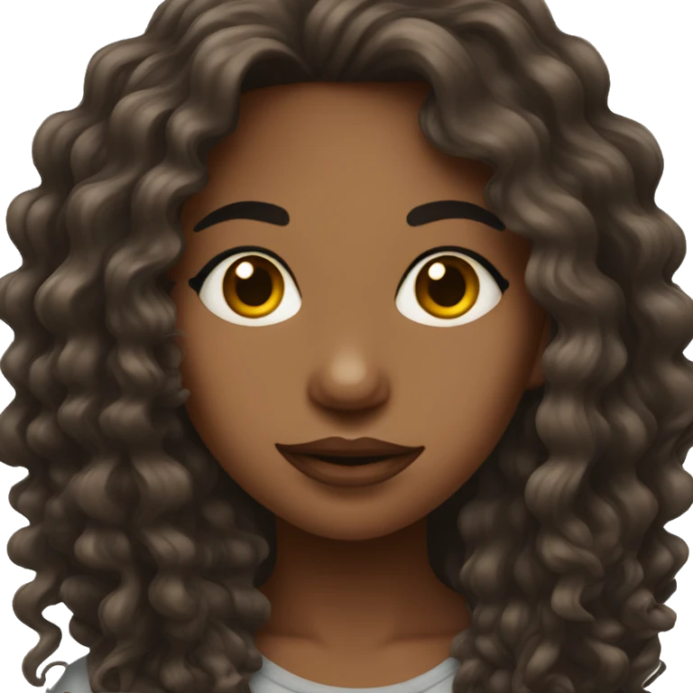 Brunette girl with wavy hair and septum piercing emoji