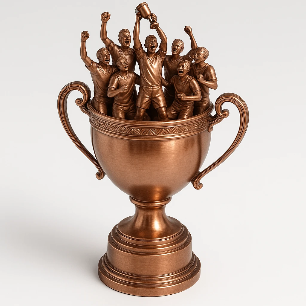 team celebrating with trophy emoji