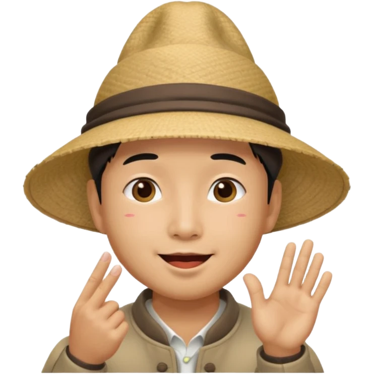 asian man in asian hat blowing a kiss emoji