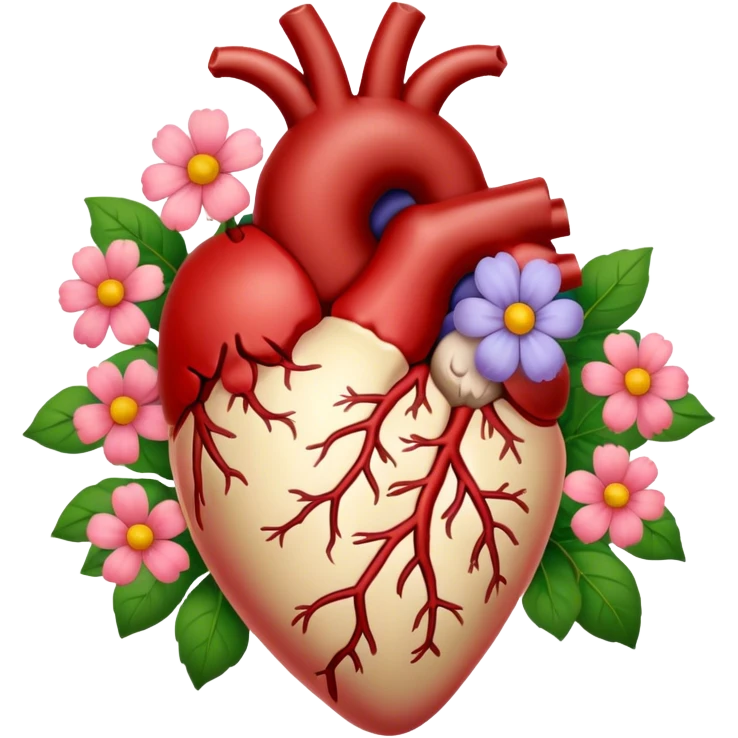 anatomical heart with flowers emoji emoji