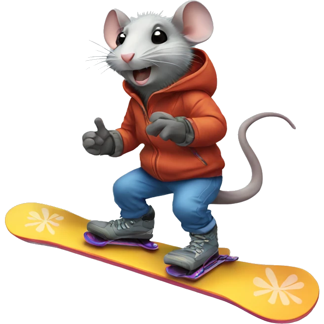 Rat on a snowboard emoji