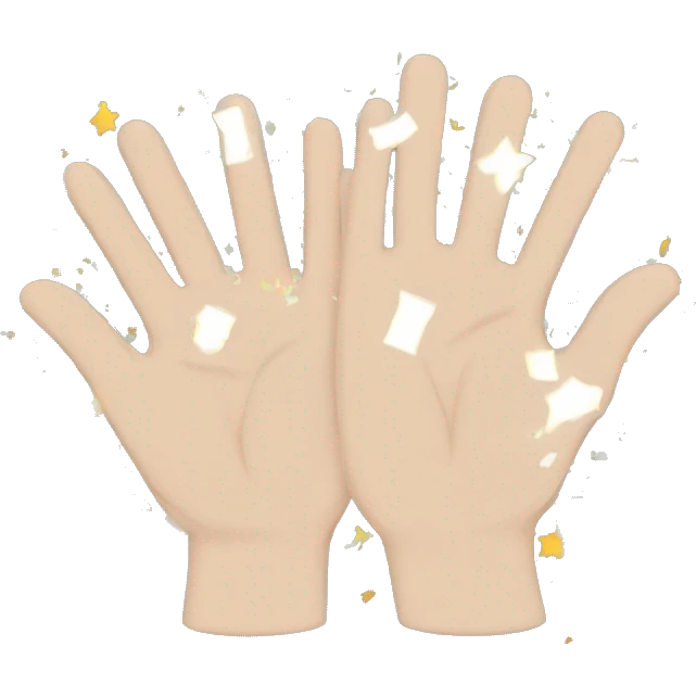 Clapping two white hands and a little confetti emoji