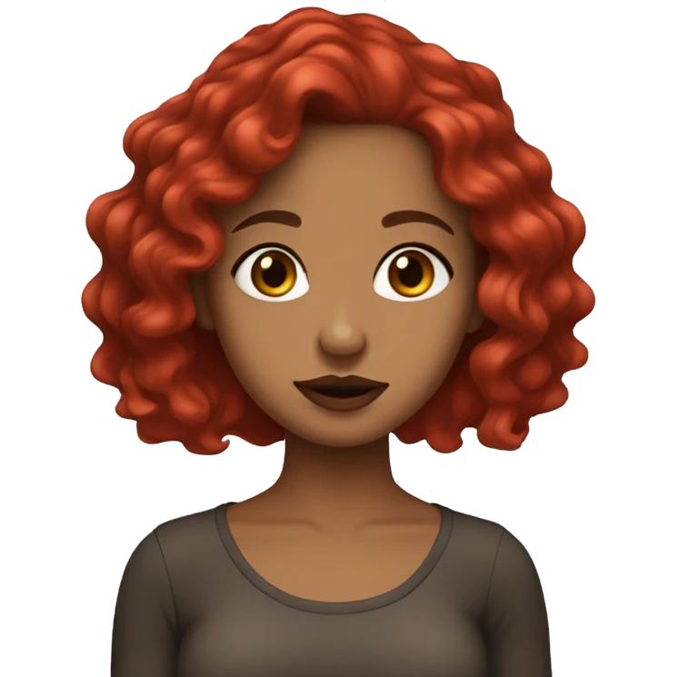 Girl her hair red, her lips red, hair wavy, skin light  emoji