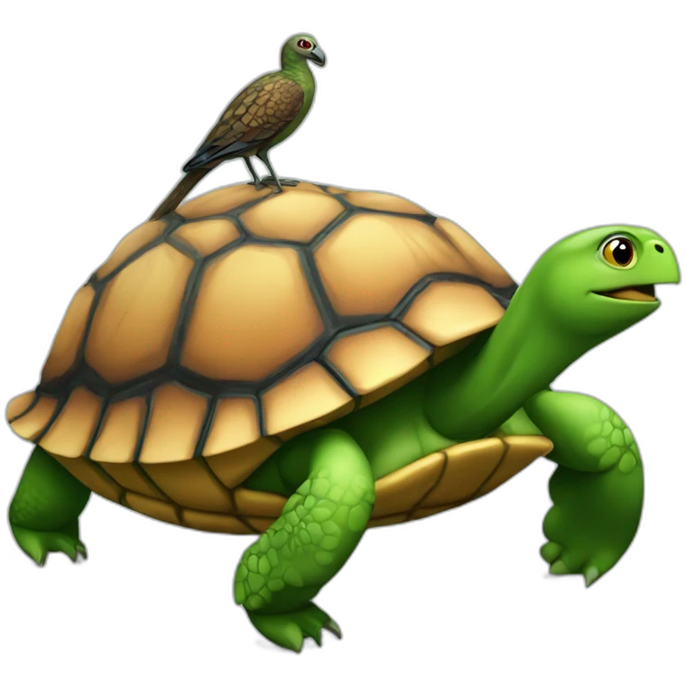 Oiseau sur tortue emoji