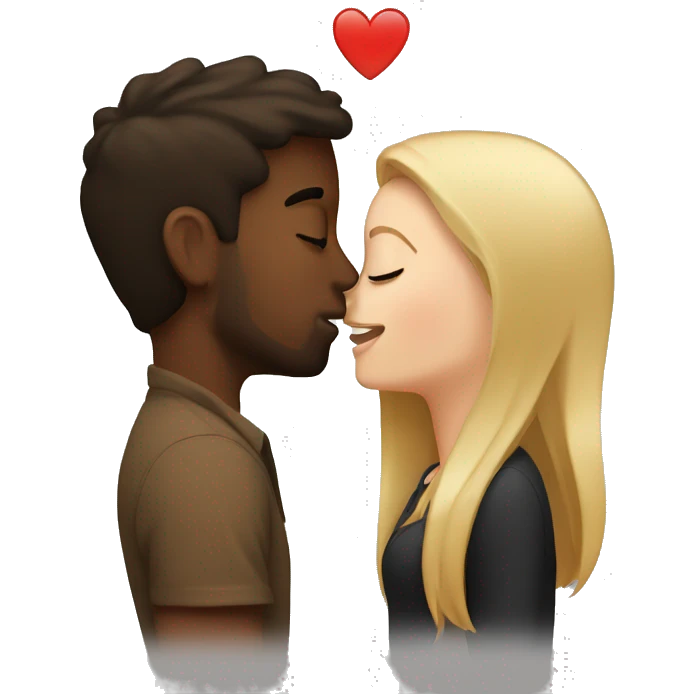 Couple kissing, brown guy and white girl  emoji