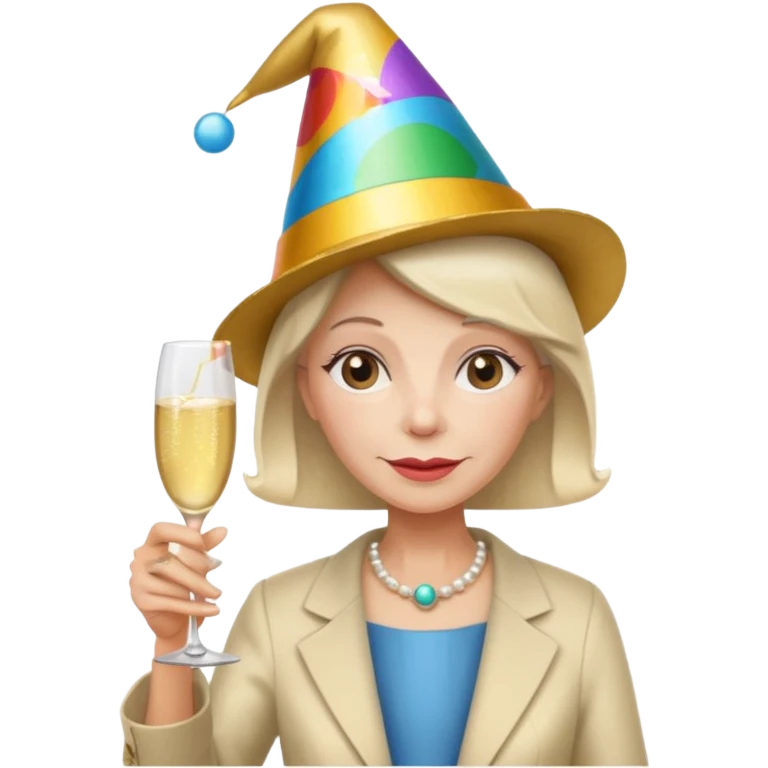 party hatted old girl emoji
