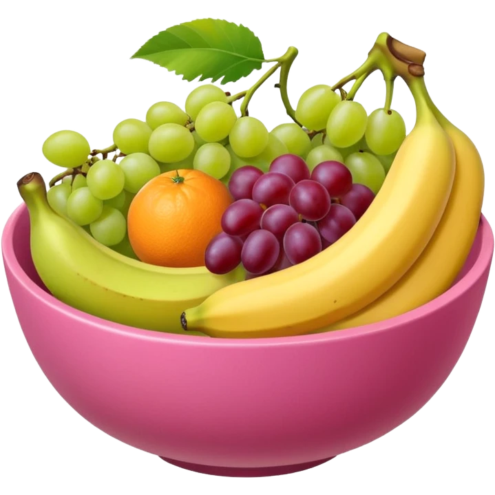 A pink bolw fully of all types os fruits, like a macedonia without red fruits emoji