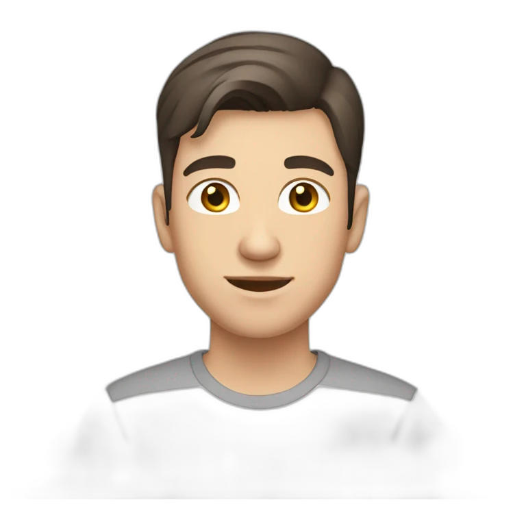 young caucasian male with darkbrown hair, shaved emoji