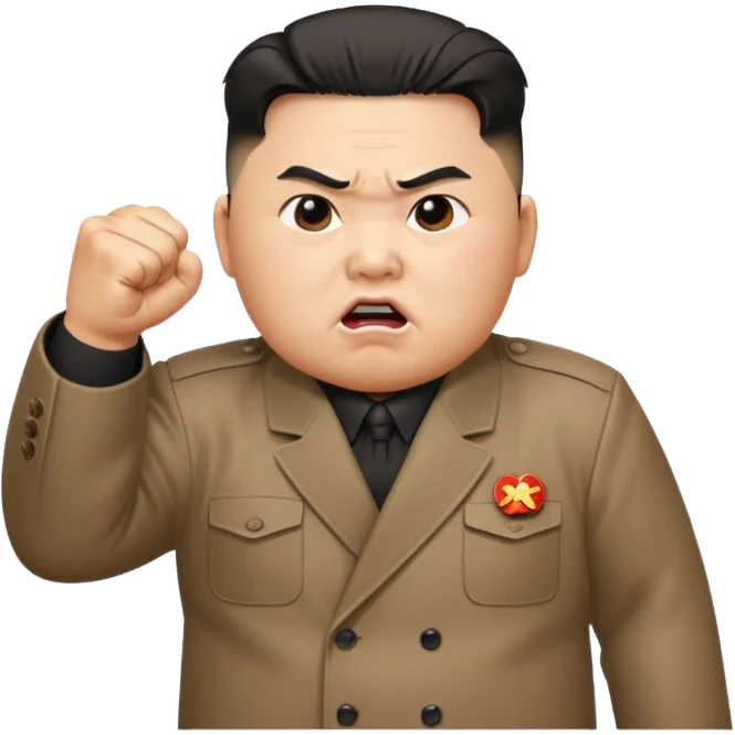 Kim Jong Un from North Korea with angry pout on face and shaking fist emoji