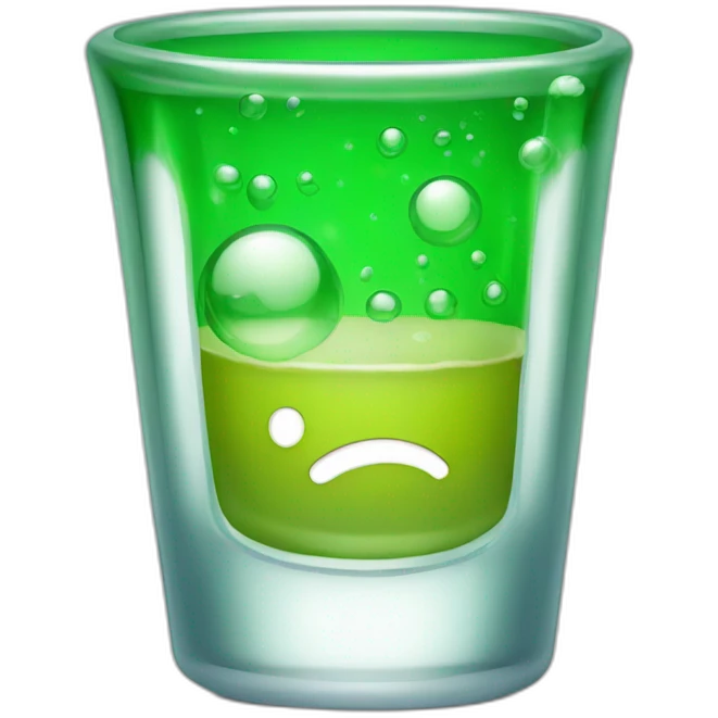 emoji of a shot glass filled with green liquid that has bubbles emoji