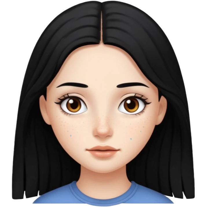 beautiful girl with dark brown eyes and long black hair fair skin freckles emoji