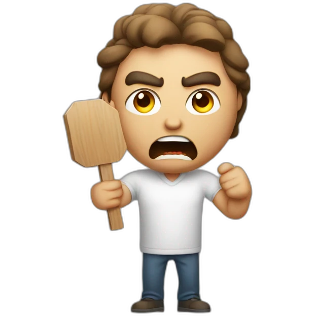 ANGRY MAN HOLDING A STOP SIGN THAT SAYS STOP emoji