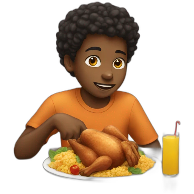 Black boy eating chicken emoji