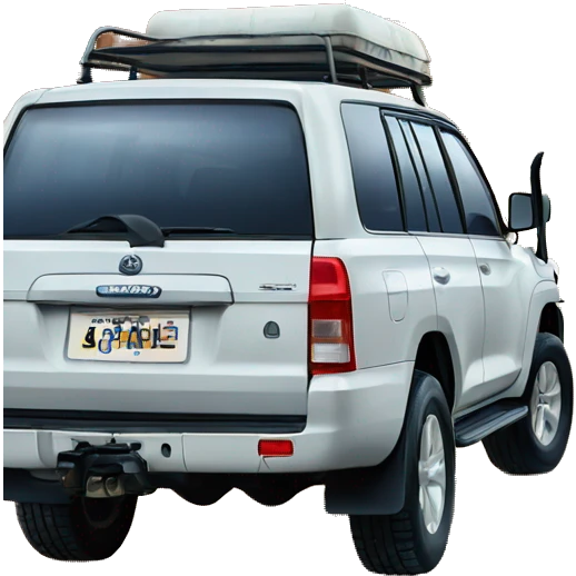 back of a Land Cruiser in the desert under blue sky  emoji