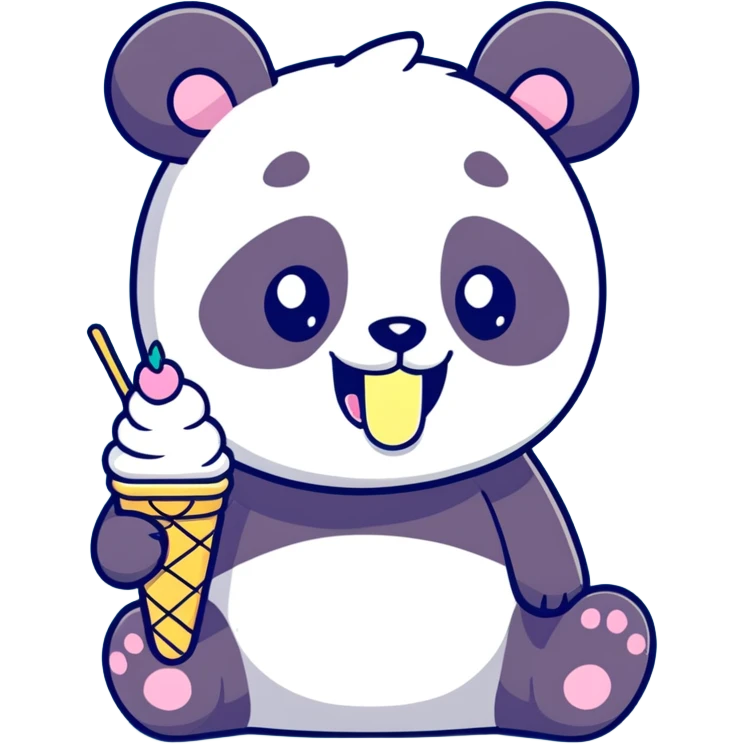 Panda eating ice cream emoji