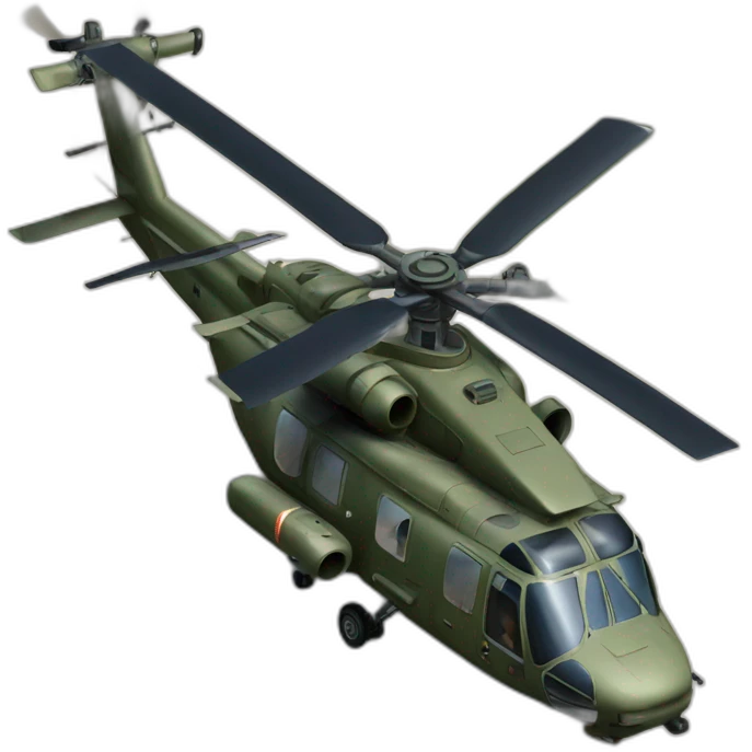 militar helicopter, view from above, realistic emoji