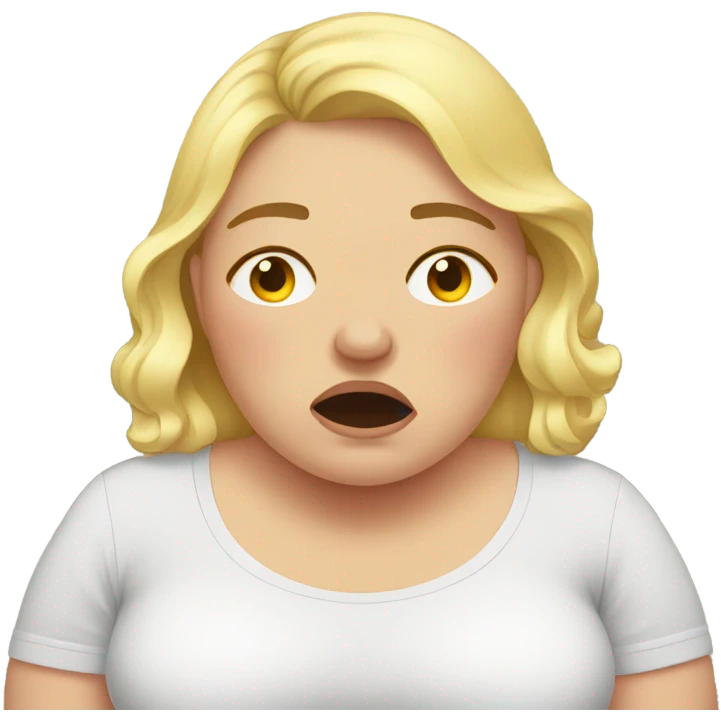 overweight blondie woman looking at mirros crying emoji