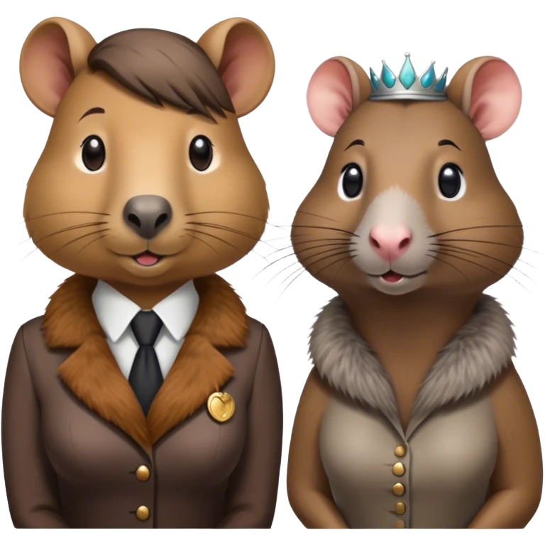 Female capybara receptionist and a female rat queen receptionist emoji