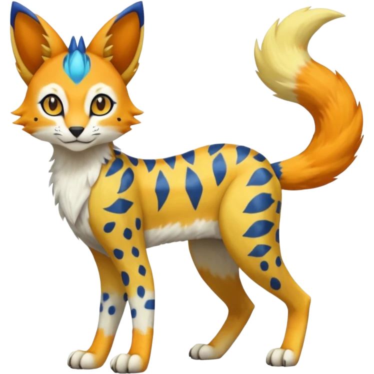 Colorful Meloetta-Sergal-Serval-Genet-Pokémon-Digimon-Fakémon-fusion-hybrid-creature emoji
