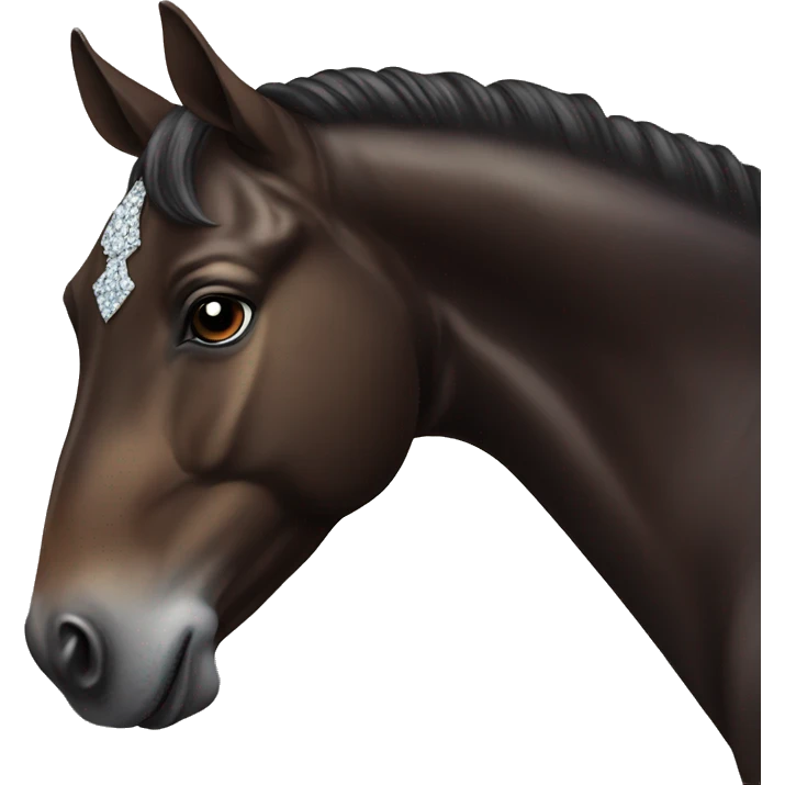 Elegant dark brown horse with diamond details  emoji