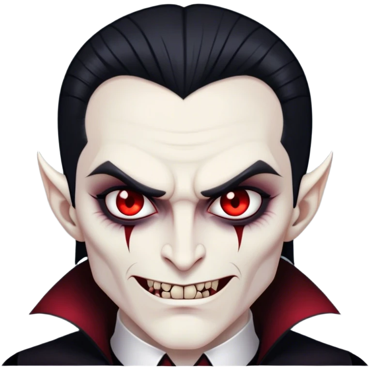 A vampire lord with hollow cheekbones, long black nails, and a cold, menacing smirk emoji