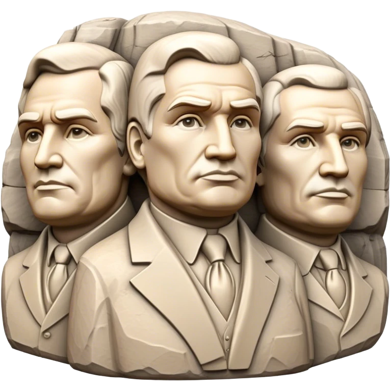Cinematic Realistic Mount Rushmore Landmark Emoji, showcasing monumental carved presidential faces rendered with crisp textures and dynamic, historical lighting. emoji