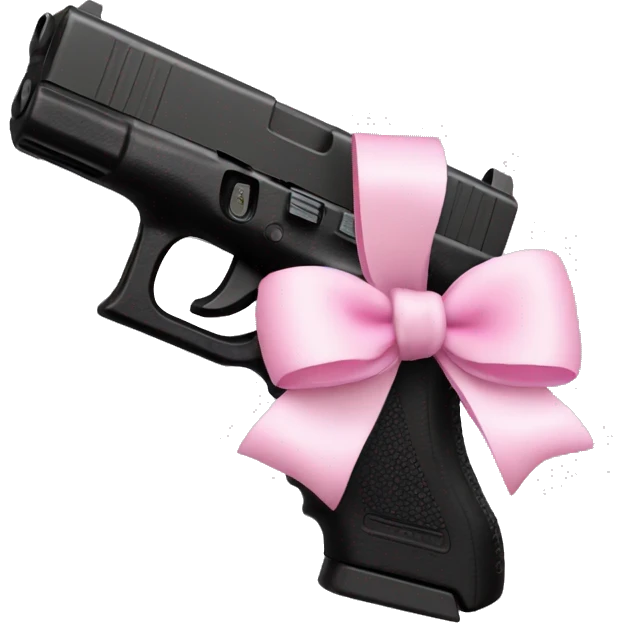 black glock with baby pink bow on handle emoji